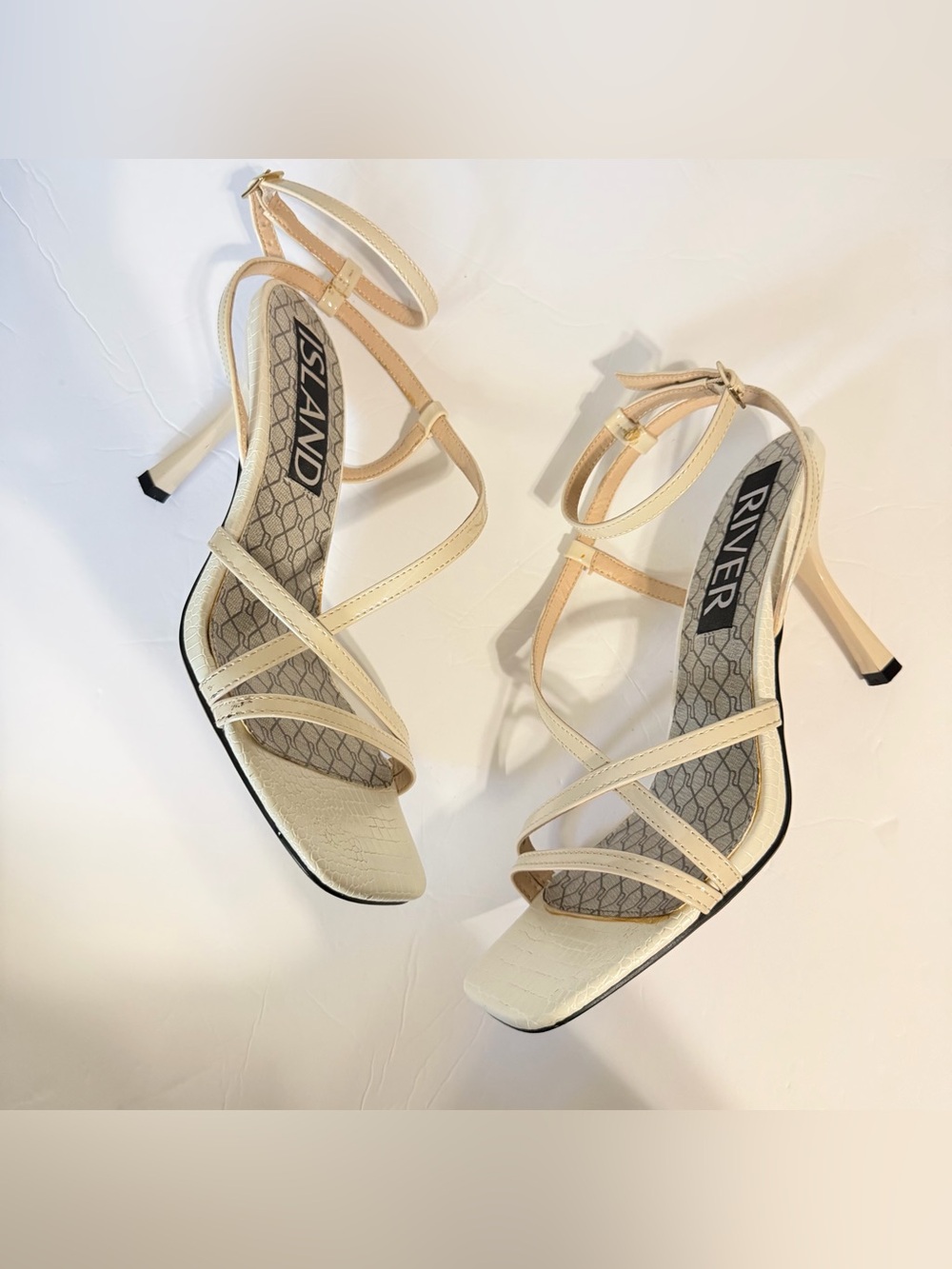 River Island Cream Strappy Heeled Sandals 9